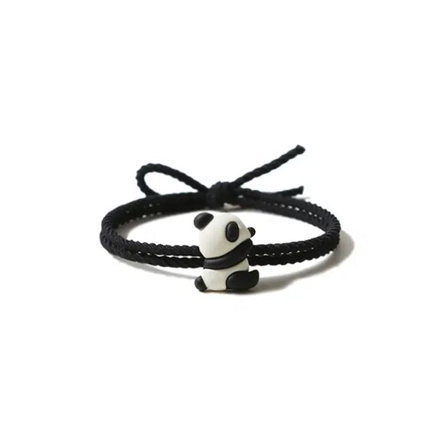 【可爱卡通熊猫发绳】 攸委 日韩简约百搭少女发圈网红气质扎头绳女高弹力不伤头 锦纶 头饰绑马尾闺蜜男朋友橡皮筋 女款