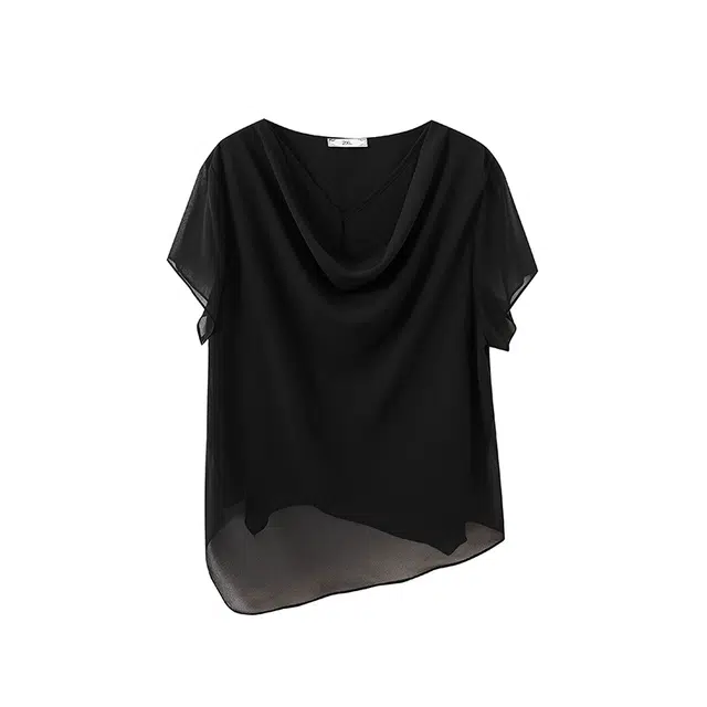 云妃秀 大码时尚休闲胖妹妹显瘦宽松百搭减龄遮肉上衣夏季雪纺衫 女款