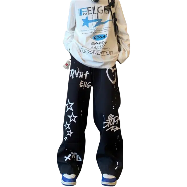 北极绒 美式复古高街男潮牌高街秋冬宽松直筒长裤潮牌休闲裤 男款