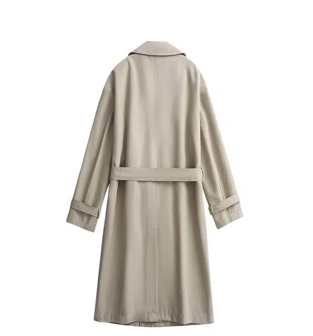 艾梵斯贝 美式复古英伦风经典简约设计款韩版排扣带腰带高级感无性别日常通勤百搭宽松休闲商务时尚高品质中长款风衣 男女同款