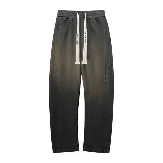 【美式弯刀拼接直筒】布客行 基础款复古显高显瘦水洗通勤通用长裤子不规则线条宽松阔腿港风做旧高街牛仔裤 男女同款