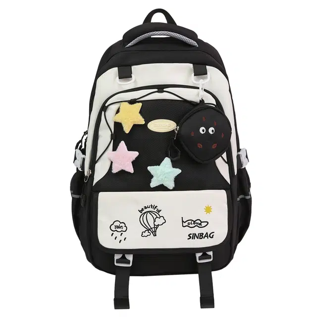 草丛喵喵喵 撞色设计时尚百搭简约轻便大容量 尼龙 双肩包 常规 女款 多色