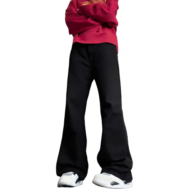 图兰朵 微喇弯刀美式复古高街重工水洗做旧废土风高级感窄版设计中腰显高显瘦修身通勤垂感直筒牛仔裤 男女同款