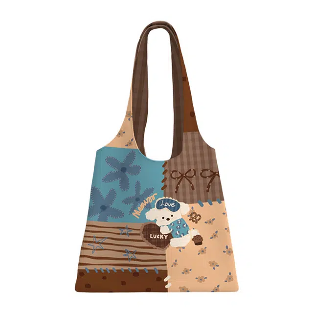 奥松 缝合高级感上班通勤韩系百搭慵懒风肩袋 绒面科技布 单肩包 女款 棕色