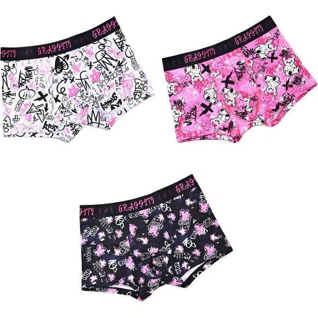 潞优野 高级感涂鸦设计舒适潮流个性平角内裤 男款