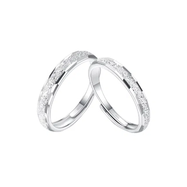 【可定制 刻字】 福柚 星河繁星钟爱久久璀璨星芒 闪耀星河爆闪碎冰冰磨砂设计 可调节 小众设计告白礼盒 合金/铜 戒指 男女同款情侣款