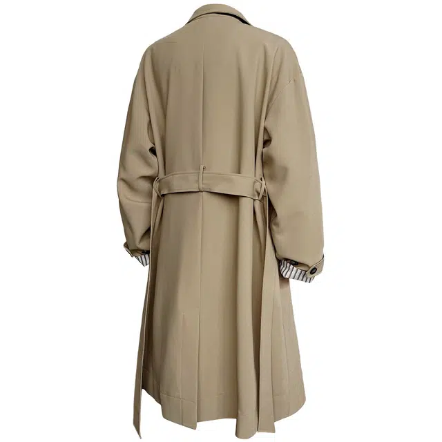 稻草人 美式复古春秋季时尚简约气质垂感休闲舒适宽松单排扣系带日常通勤防风百搭长款过膝长袖风衣 男女同款