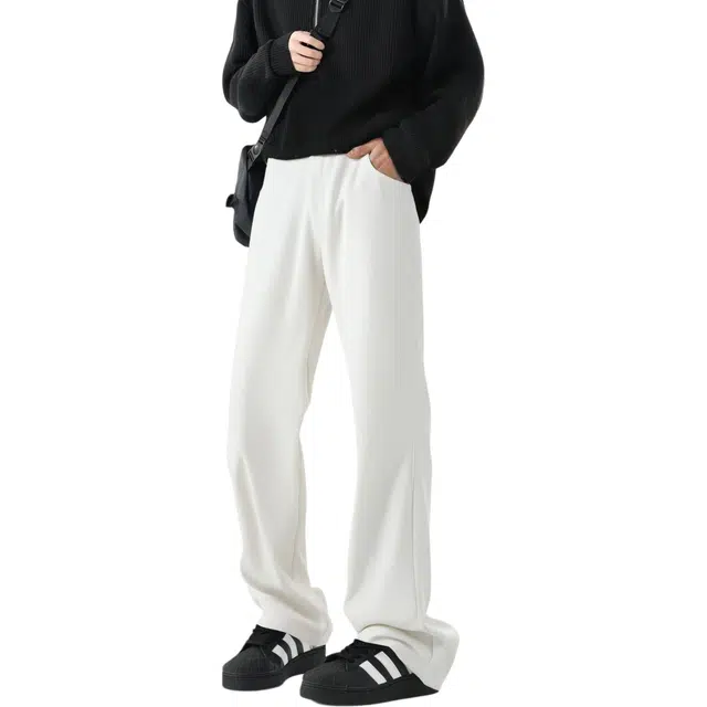 图兰朵 美式复古高街重工潮流痞帅阔腿弯刀裤高级感窄版设计中腰显高显瘦柔软舒适通勤垂感直筒微喇休闲裤 男女同款