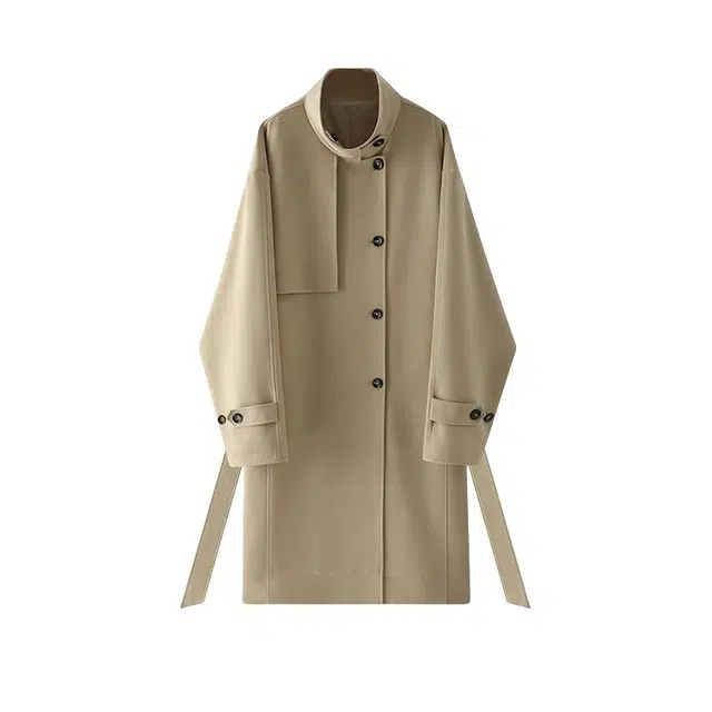 艾梵斯贝 美式复古立领英伦风小众设计感简约时尚无性别高级感日常通勤百搭休闲商务优雅气质长款长袖风衣 男女同款