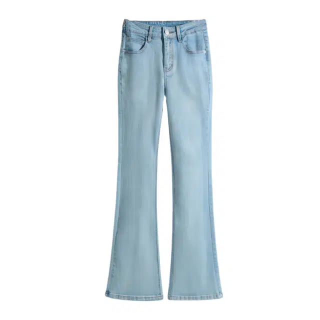 棉基因 美式高腰微喇弹力修身柔软日常通勤时尚简约百搭牛仔裤 女款