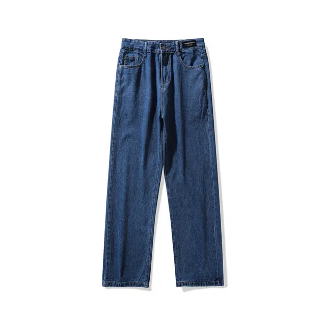 【小个子显高显瘦】布客行 美式复古基础款直筒长裤子水洗做旧小众百搭款港风高街通勤款学院风牛仔裤 男女同款