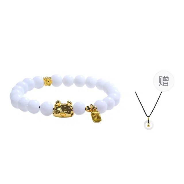 絮物 新中式可爱百搭小众【送福龙宝宝】轻奢高级感念珠文玩平安喜乐福气满满佛珠文玩#好运 白玉菩提 菩提类手串 男女同款情侣款