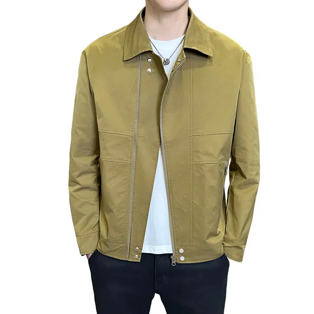 北欧攻略 轻商务经典斜拉链设计翻领防风行政拼接潮流外套上衣高级感休闲百搭简约时尚大气保暖舒适都市通勤出差夹克 男女同款