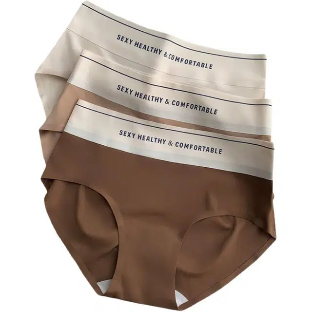 潞优野 高级感冰丝凉感无痕裸感中腰字母抑菌棉档少女生微收腹提臀裤短裤三角内裤 女款