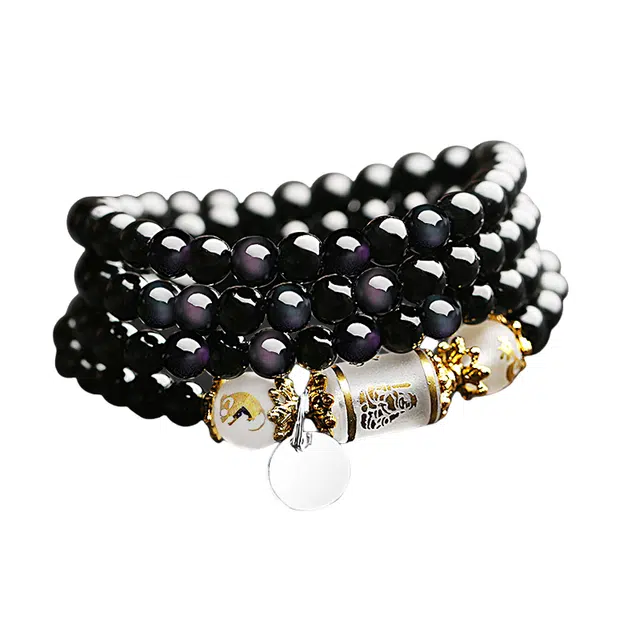 子婳 十二生肖本命年转运珠招财纳福平安顺逐小众复古国风国潮优雅百搭#好运 黑曜石 手串 男女同款情侣款