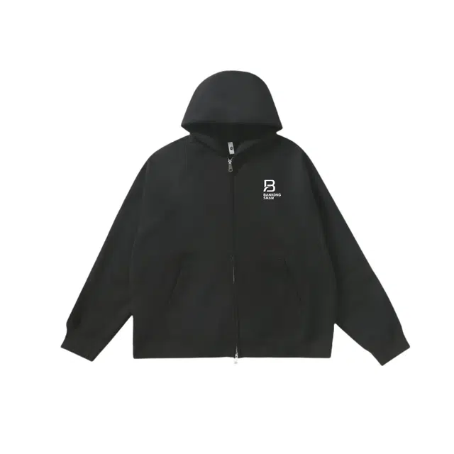 半空山 美式复古重磅纯色连帽开衫双拉链设计感宽松时尚百搭情侣上衣卫衣 男女同款