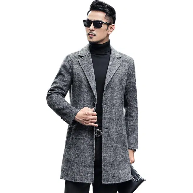 太子龍 双面呢外套中长款舒适格子高级感男大衣 男女同款