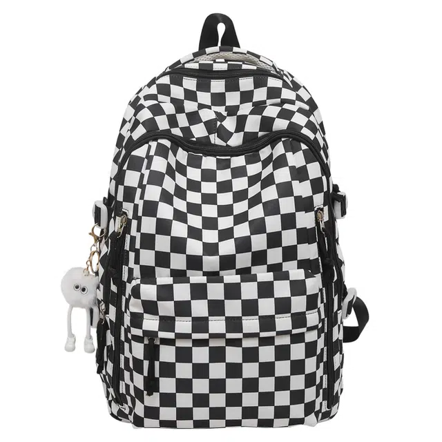 森马 格子高颜值休闲通勤 尼龙 双肩包 常规 男女同款情侣款 黑色/紫色/绿色/红色/桔色/咖啡色