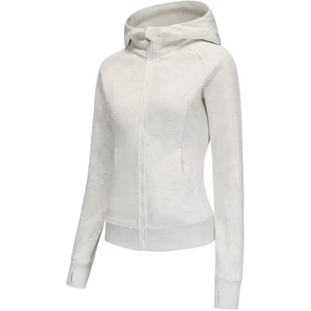 小卷要加油 修身卫衣外套女春秋季连帽紧身纯色运动开衫上衣卫衣 女款