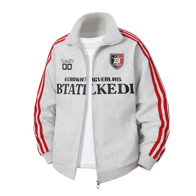 太子龍 美式立领夹克重磅开衫痞帅休闲机车服卫衣 男女同款