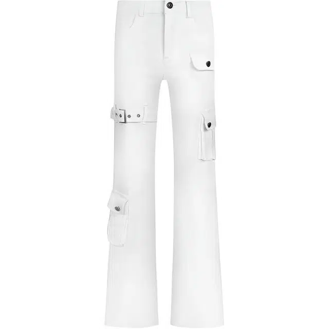 拾个壹先生 美式复古高街多口袋绑带设计感工装裤百搭潮流牛仔裤 男女同款