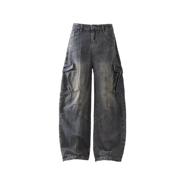 洞洞拐 高街美式潮复古直筒休闲宽松时尚潮流显瘦长裤牛仔裤 男女同款