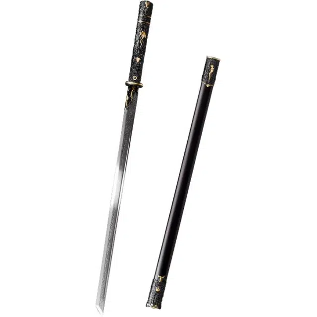 天字号 裂空唐横刀 花纹钢锻造刀剑金属雕刻手柄装具龙凤檀鞘未开刃 其他静态模型