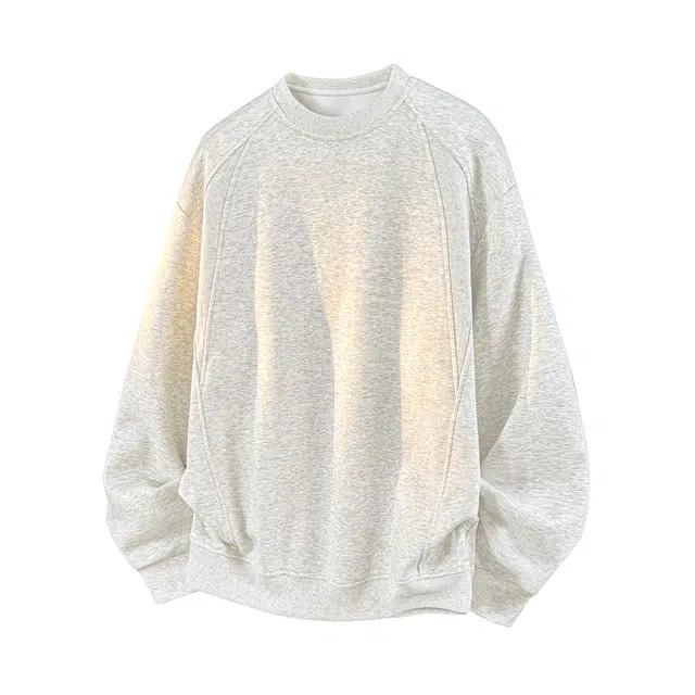 哲源 美式解构拼接外套男款春秋设计感简约纯色基础款套头衫潮流百搭宽松舒适休闲痞帅圆领卫衣 男女同款