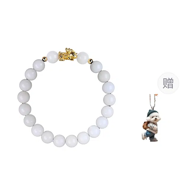 絮物 国风新中式单圈文玩搭配貔貅佛珠天官赐福诸事顺遂念珠时尚百搭转运珠简约时尚百搭盘玩#好运 白玉菩提 手串 男女同款情侣款