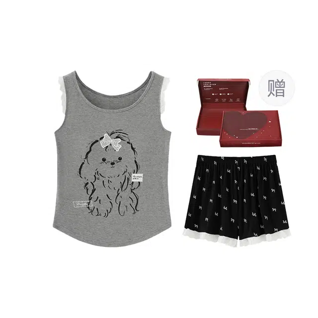 顶瓜瓜 家居休闲舒适亲肤面料可爱卡通印花服睡衣礼盒 女款