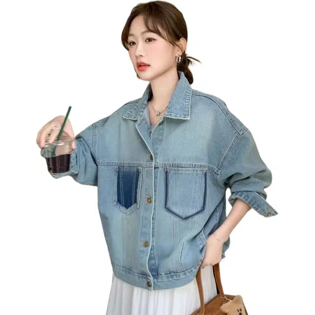 邓大喵 春季小个子设计感小众宽松减龄夹克上衣女牛仔外套 女款