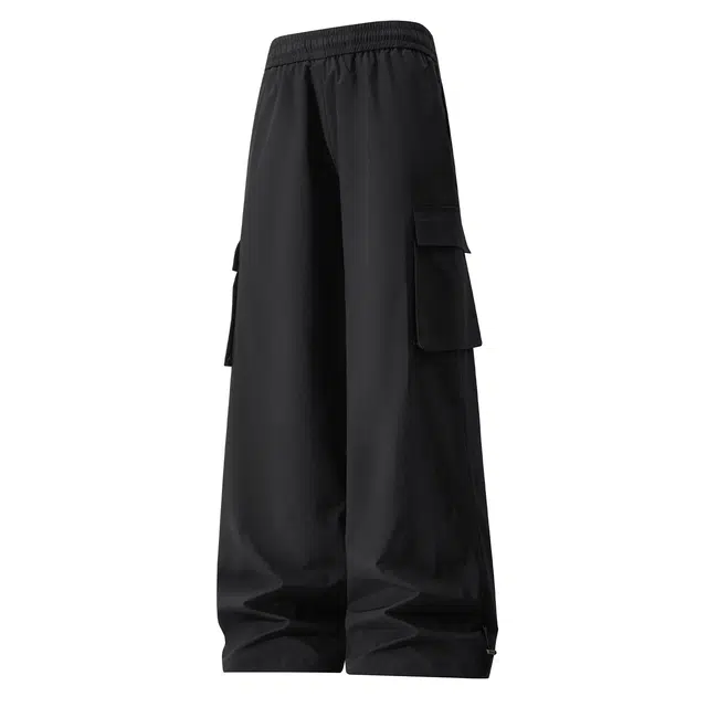 普鲁士多特蒙德 美式潮牌宽松舒适百搭工装长裤直筒多口袋印花设计简约纯色阔腿休闲裤 男女同款