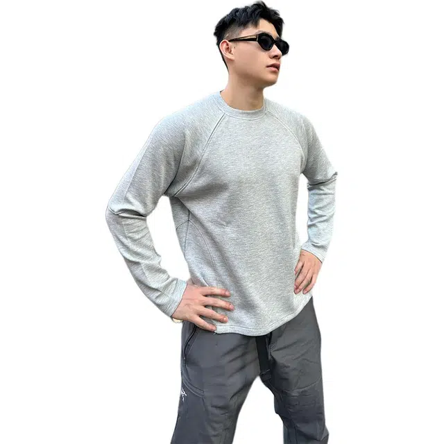 徐百货 美式复古圆领高级设计感无帽百搭长袖卫衣 男女同款