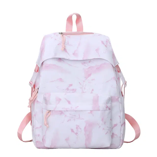 單倉 高颜值国风水墨画扎染学院风通勤百搭背包初高中学生大容量轻便耐磨书包 尼龙 双肩包 常规 男女同款情侣款 黑色/绿色/粉色/灰色