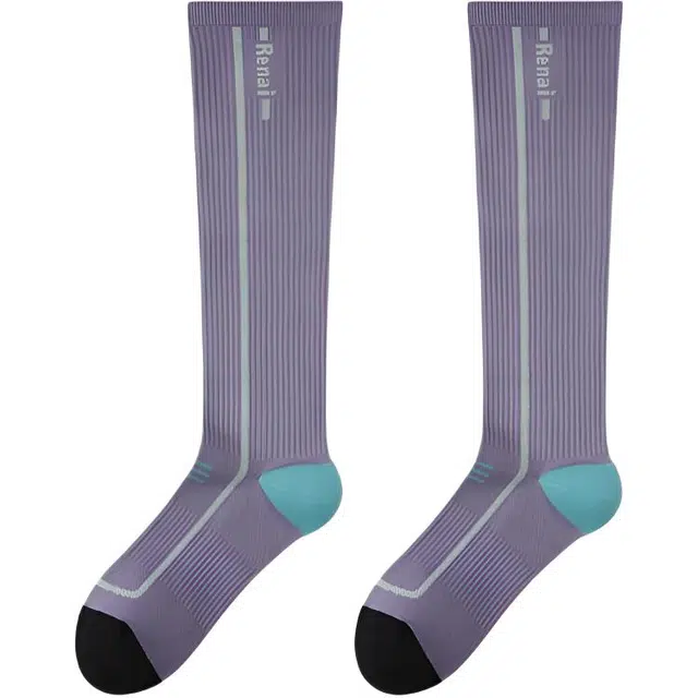 妮轻 加压小腿白色纯色运动高筒袜 女款