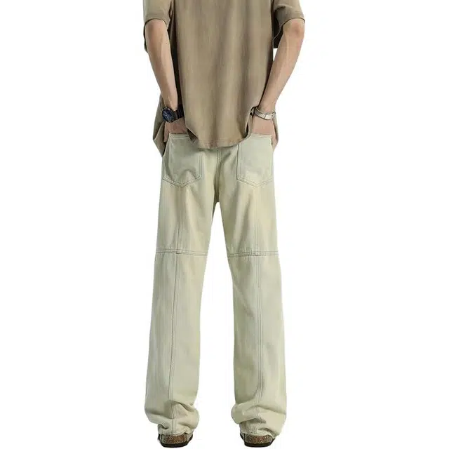 极限涡轮 复古微喇直筒宽松美式高街裤子潮牌休闲百搭牛仔裤 男女同款