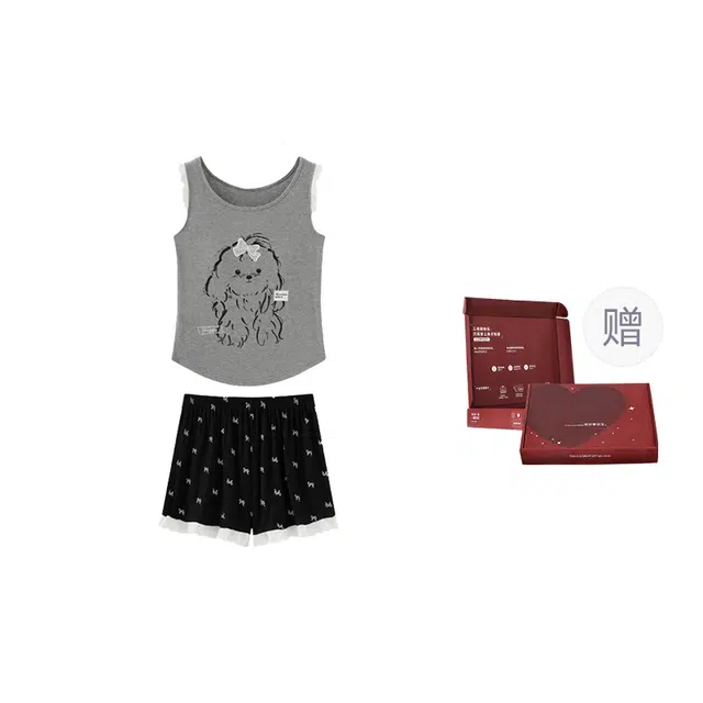 顶瓜瓜 家居舒适亲肤面料可爱卡通印花服睡衣礼盒 女款