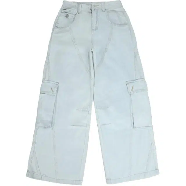 极限涡轮 美式复古高街工装直筒百搭牛仔裤 男女同款