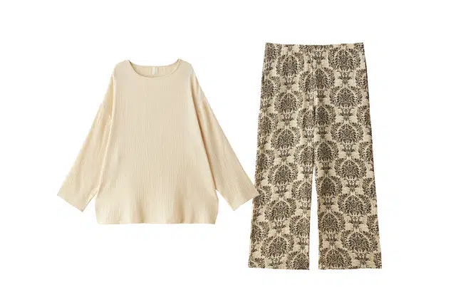 俏薇妮 春秋带胸垫一体纯棉纱布婴儿棉圆领长袖长裤家居套装睡衣礼盒 女款