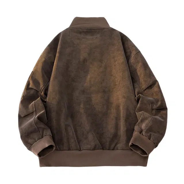 木林森 秋冬美式复古结构巴恩风重磅机能风机车防风宽松长袖直筒美拉德垂感百搭学院风休闲皮夹克 男女同款