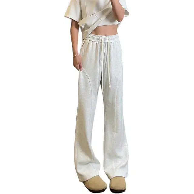 单爵 美式斜切弯刀卫裤男提档显瘦微喇裤子休闲裤 男女同款