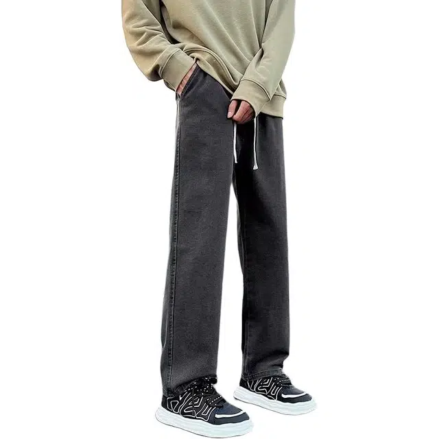 极限涡轮 美式高街做旧宽松直筒阔腿休闲百搭牛仔裤 男女同款