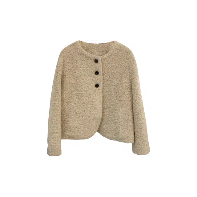 敲模女孩 韩版学院风宽松休闲软糯绒感外套 女款