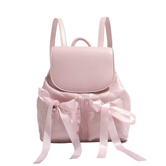 米囹 儿童背包夏季 芭蕾运动风甜美蝴蝶结 双口袋双肩包 小号 无配色