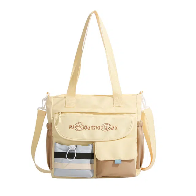 蔻蒂熊 少女学院风手提单肩包包女初中高中生学生上课包补习袋休闲 尼龙布 斜挎包 常规 青少年 黑色/黄色/蓝色/粉色