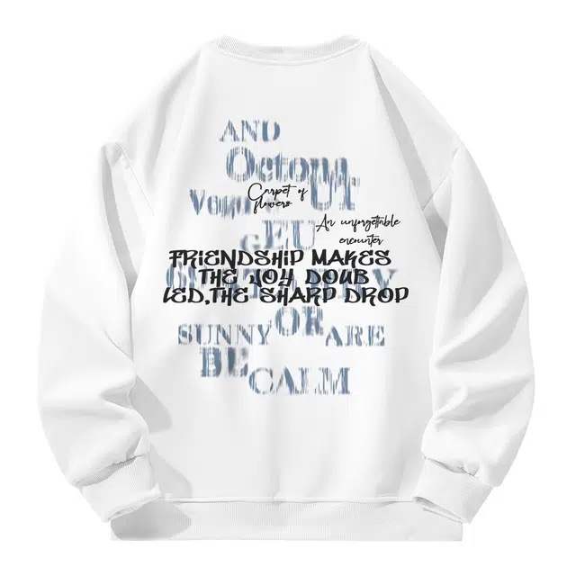 海底小纵队  美式高街简约复古潮流休闲后背幻影字体印花国潮手绘宽松舒适日常保暖百搭加绒加厚学生纯色重磅落肩打底长袖圆领卫衣 男女同款