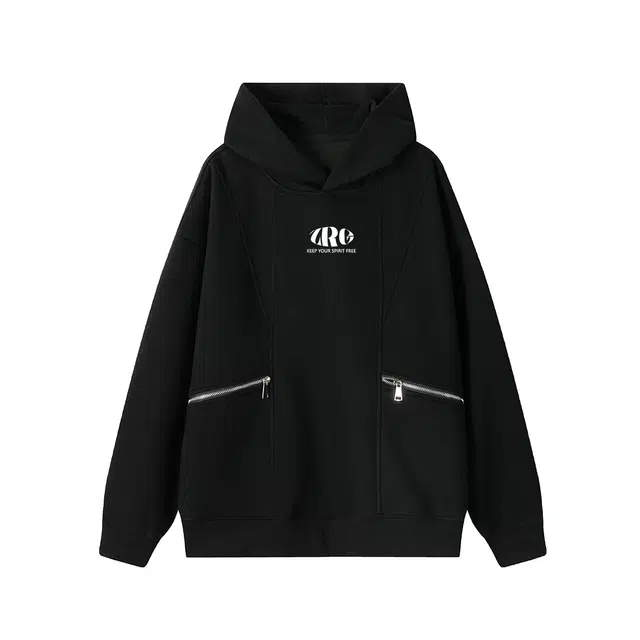 梓润格 宽松百搭酷飒重磅解构华棉舒适高级设计氛围感青春感高街户外运动简约经典时尚潮流无性别主义拉链大口袋连帽大码款卫衣 男女同款