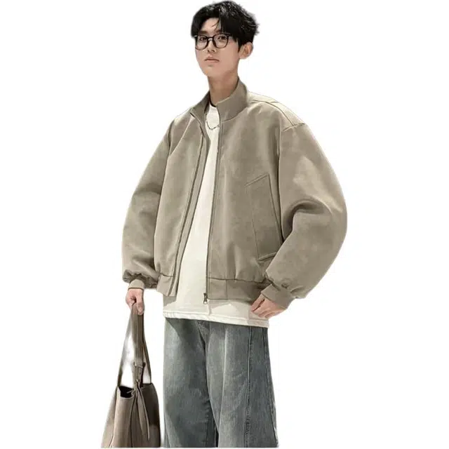 袋鼠 秋冬季潮牌短款飞行美式高街时尚休闲款痞帅外套情侣款立领棒球服夹克外套 男女同款