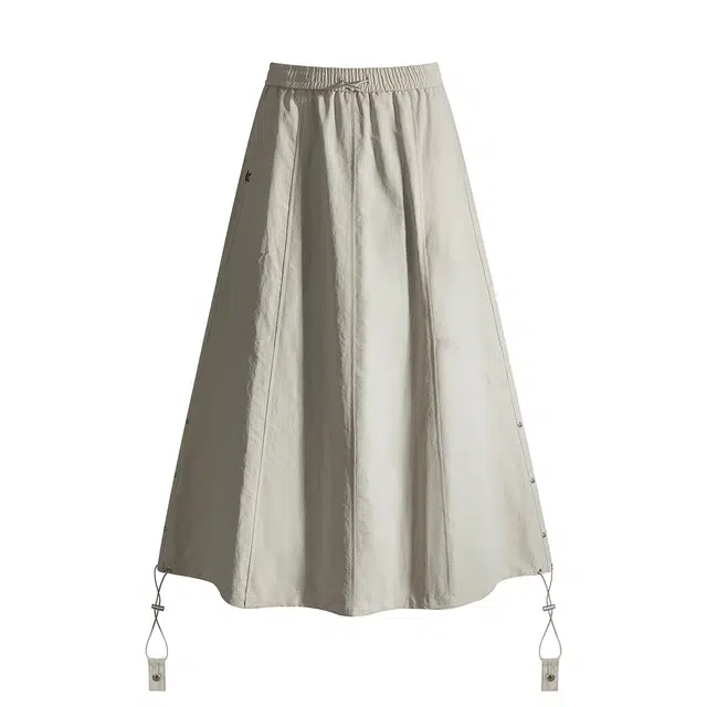 淑好百 松紧腰过膝伞裙宽松型工装风休闲长裙 女款