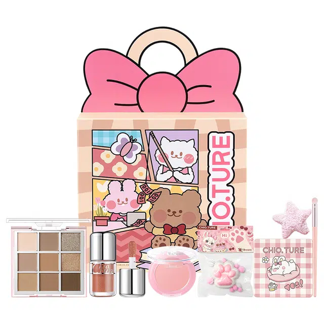 稚优泉 爱宠满屋彩妆礼盒 自然玻璃唇清透素颜气色保湿提亮肤色